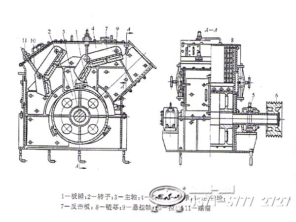 河卵石單段破碎機內(nèi)部結(jié)構(gòu)